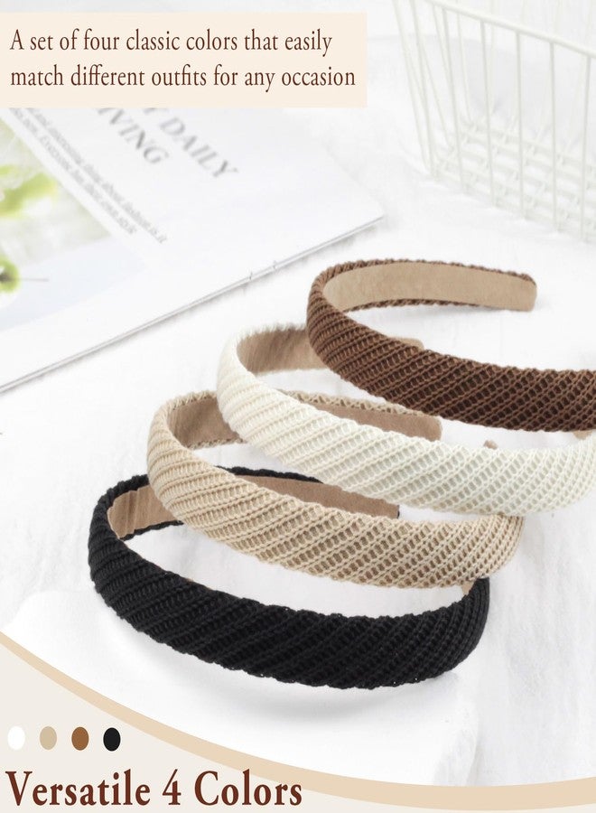 Ceemiaa Thin Knitted Headbands for Women - Solid Color Non-Slip Hair Bands, Stylish Accessories for Girls（4-Pack ） - Image 4